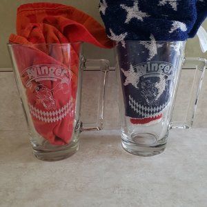 Set of 2 Ayinger Brewery Glasses Beer Mugs with Handles Aying Germany Prost